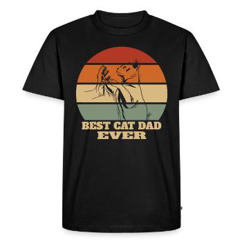 Cats Dad Best Cat Dad Ever Kitten Retro - Men's Premium Organic T-Shirt - black - Front - Nico (187cm)