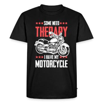 Moto thérapie énonciation drôle - T-shirt Premium bio Homme - noir - Devant - Nico (187cm)