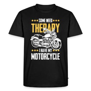 Moto thérapie énonciation drôle - T-shirt Premium bio Homme - noir - Devant - Nico (187cm)