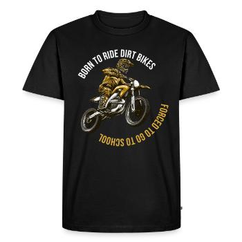 Né pour conduire une moto forcé à l'école - T-shirt Premium bio Homme - noir - Devant - Nico (187cm)