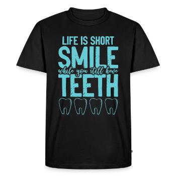 Dentiste sourire sourire - T-shirt Premium bio Homme - noir - Devant - Nico (187cm)