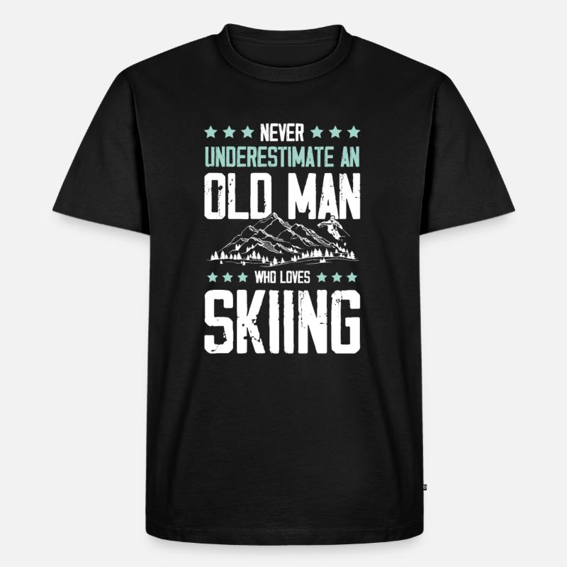 alter mann skiing - Männer Premium Bio T-Shirt - Schwarz