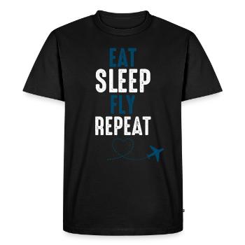 Aviator Pilot Eat Sleep Fly Répétition - T-shirt Premium bio Homme - noir - Devant - Nico (187cm)
