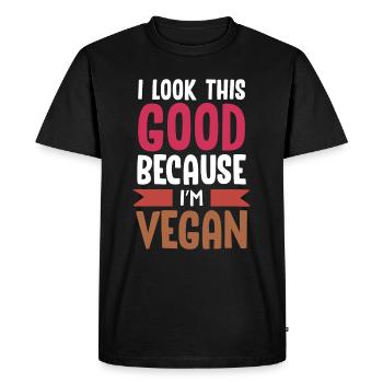 Vegans végétaliens - T-shirt Premium bio Homme - noir - Devant - Nico (187cm)