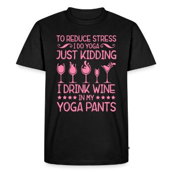 wine red wine yoga - Men's Premium Organic T-Shirt - black - Front - Nico (187cm)