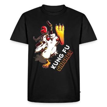 Kung Fu Poulet Fou Drôle De Combat - T-shirt Premium bio Homme - noir - Devant - Nico (187cm)