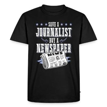 journalist newspaper - Men's Premium Organic T-Shirt - black - Front - Nico (187cm)