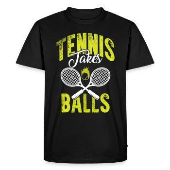 tennis drôle de sort - T-shirt Premium bio Homme - noir - Devant - Nico (187cm)