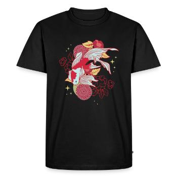 Koi Fleur Floral - T-shirt Premium bio Homme - noir - Devant - Nico (187cm)