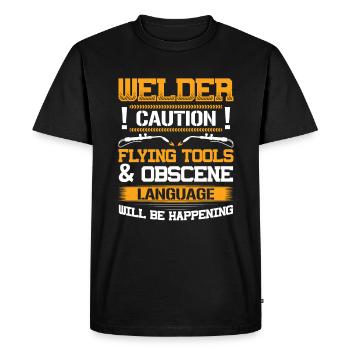 Flying Tools & Obscene Language Drôle de soudage - T-shirt Premium bio Homme - noir - Devant - Nico (187cm)
