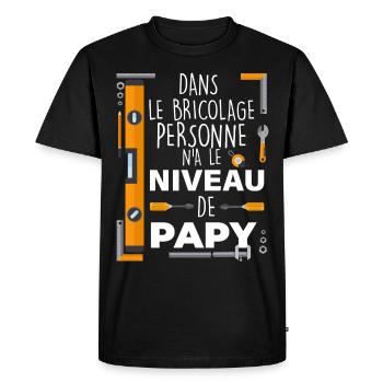 Papy, papou - T-shirt Premium bio Homme - noir - Devant - Nico (187cm)