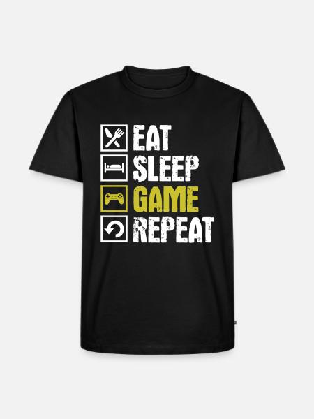 eat sleep game repeat - Men's Premium Organic T-Shirt - black