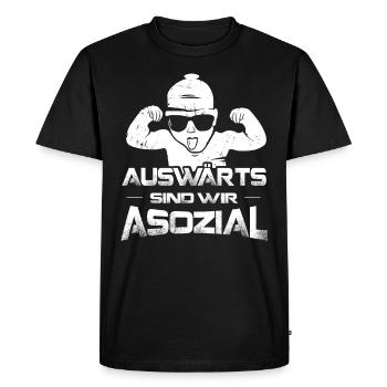 Auswärts sind wir asozial Ultras Fußball Fan Kurve - Männer Premium Bio T-Shirt - Schwarz - Vorne - Nico (187cm)