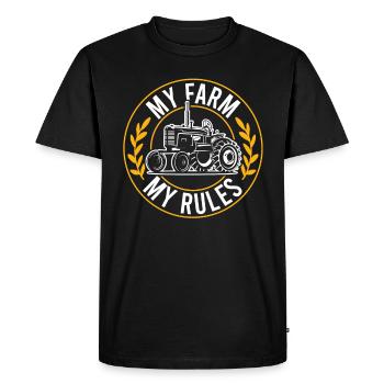 my farm my rules - Men's Premium Organic T-Shirt - black - Front - Nico (187cm)