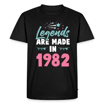 legends 1982 birthday - Men's Premium Organic T-Shirt - black - Front - Nico (187cm)