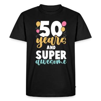 50 years birthday - Men's Premium Organic T-Shirt - black - Front - Nico (187cm)