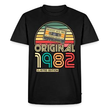 Cassette Bande Rétro Vintage 1982 né année 1982 - T-shirt Premium bio Homme - noir - Devant - Nico (187cm)