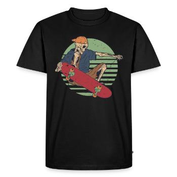 Cool skeleton skater doing a trick on skateboard - Men's Premium Organic T-Shirt - black - Front - Nico (187cm)