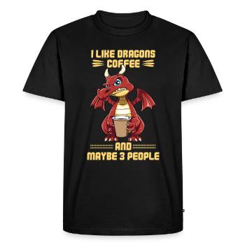 Funny Grumpy Dragon Coffee Lover Hate Morning - Men's Premium Organic T-Shirt - black - Front - Nico (187cm)