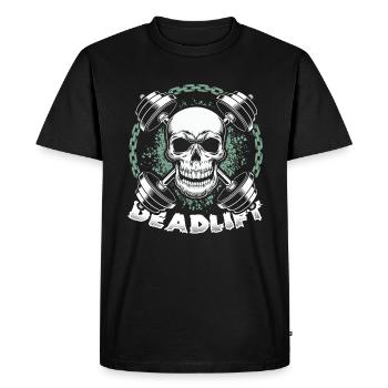 Skull Deadlift Barbell Gym Workout Fitness - Men's Premium Organic T-Shirt - black - Front - Nico (187cm)