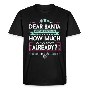 Dear Santa - Men's Premium Organic T-Shirt - black - Front - Nico (187cm)