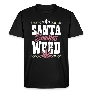Santa Smokes Weed - Men's Premium Organic T-Shirt - black - Front - Nico (187cm)