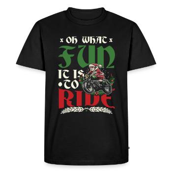 Oh quel plaisir c’est de conduire la moto noël - T-shirt Premium bio Homme - noir - Devant - Nico (187cm)