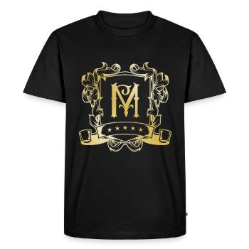 M letter gold - Men's Premium Organic T-Shirt - black - Front - Nico (187cm)