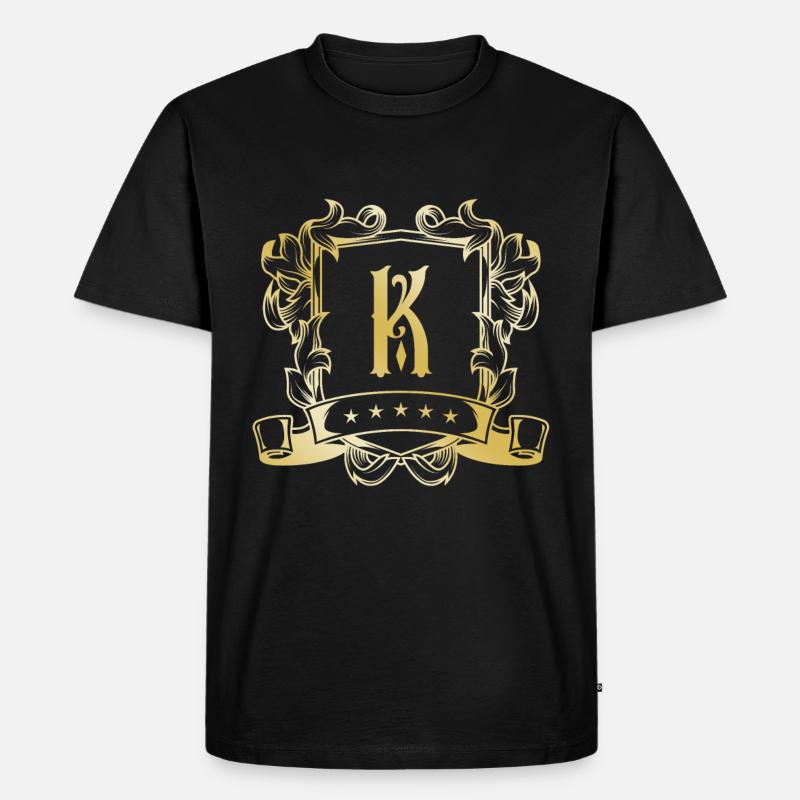 K Buchstabe Gold - Männer Premium Bio T-Shirt - Schwarz