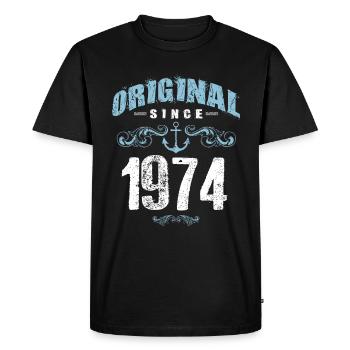 1974 original depuis - T-shirt Premium bio Homme - noir - Devant - Nico (187cm)