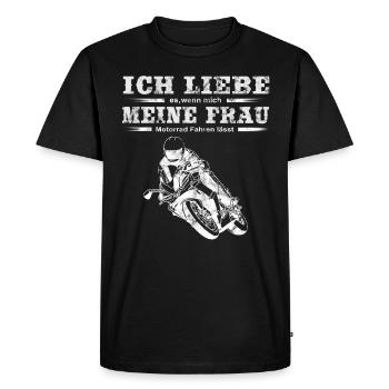 Motorrad Fahren Ich lieb meine Frau Motorradfahrer - Männer Premium Bio T-Shirt - Schwarz - Vorne - Nico (187cm)