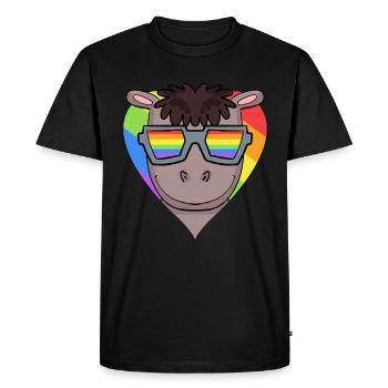 LGBT Animal Horse Rainbow - Men's Premium Organic T-Shirt - black - Front - Nico (187cm)