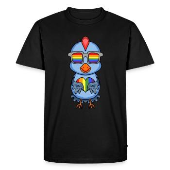 LGBT Animal Chicken Rainbow - Men's Premium Organic T-Shirt - black - Front - Nico (187cm)