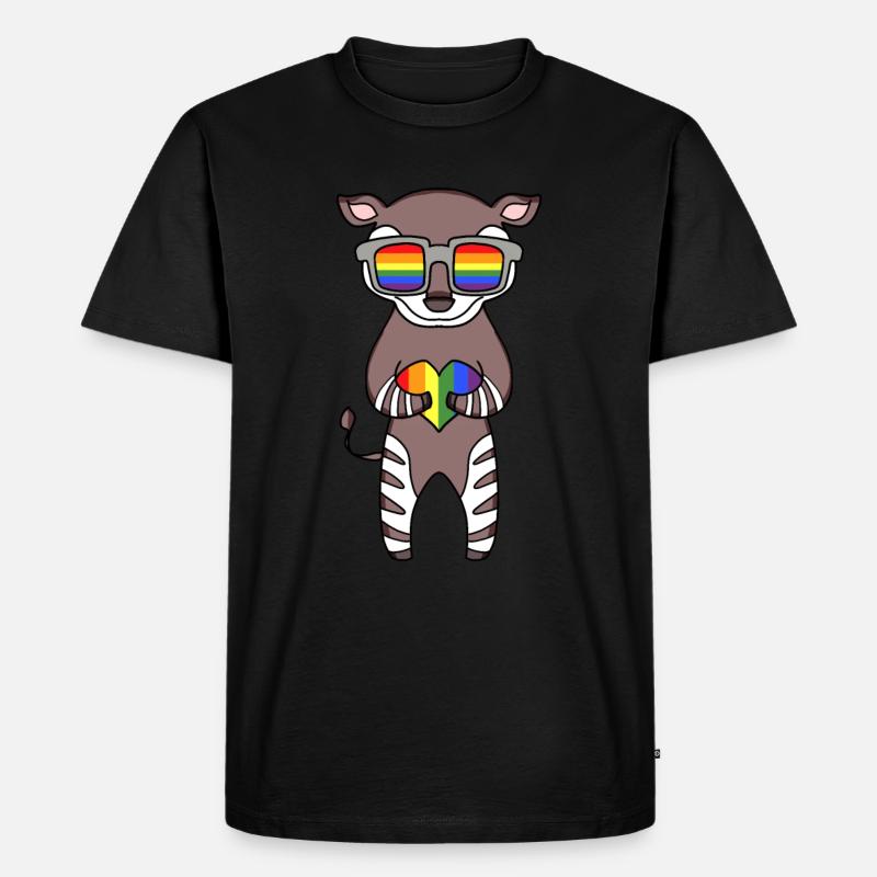 LGBT Tier Okapi Regenbogen - Männer Premium Bio T-Shirt - Schwarz