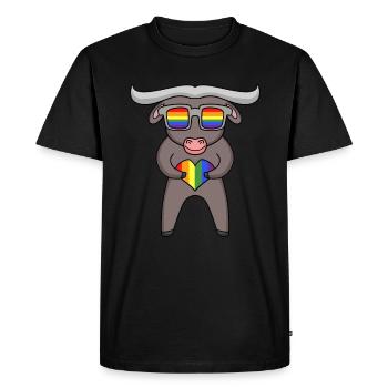 LGBT Animal Ox Rainbow - Men's Premium Organic T-Shirt - black - Front - Nico (187cm)