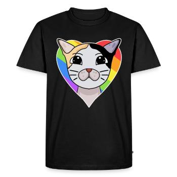LGBT Cat Japanese Bobtail Rainbow - Men's Premium Organic T-Shirt - black - Front - Nico (187cm)