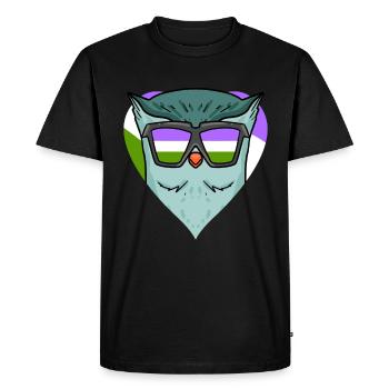 Genderqueer Owl - Men's Premium Organic T-Shirt - black - Front - Nico (187cm)
