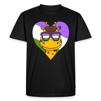 Genderqueer Giraffe - Men's Premium Organic T-Shirt - black - Front - Nico (187cm)