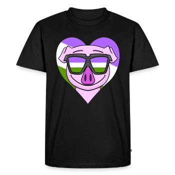 Genderqueer Pig - Men's Premium Organic T-Shirt - black - Front - Nico (187cm)