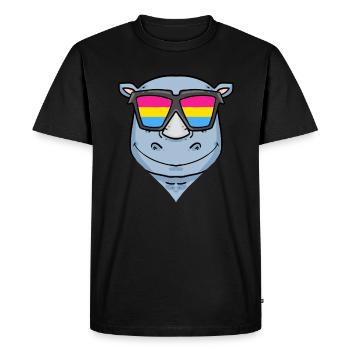 Rhinocéros pansexuel - Rhinocéros avec lunettes - T-shirt Premium bio Homme - noir - Devant - Nico (187cm)