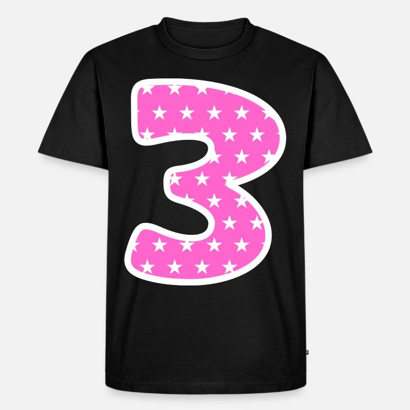 Zahl 3 - Männer Premium Bio T-Shirt - Schwarz