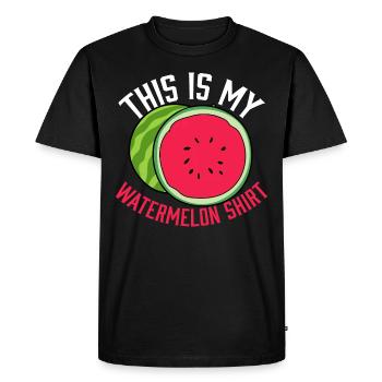 Melon tropical de pastèque aux fruits d'été - T-shirt Premium bio Homme - noir - Devant - Nico (187cm)