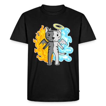 Chat Cat Race Egyptian Mau Ange et Diable - T-shirt Premium bio Homme - noir - Devant - Nico (187cm)