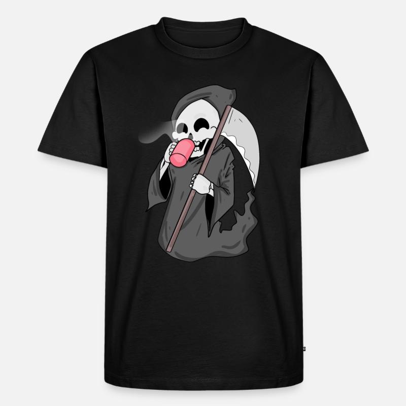 Sensenmann mit Kaffee - Männer Premium Bio T-Shirt - Schwarz