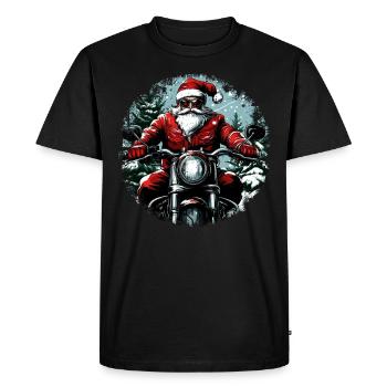 Motard Noël / Père Noël Motorr - T-shirt Premium bio Homme - noir - Devant - Nico (187cm)