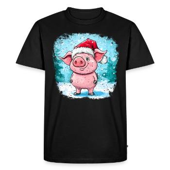 Cochon Père Noël - T-shirt Premium bio Homme - noir - Devant - Nico (187cm)