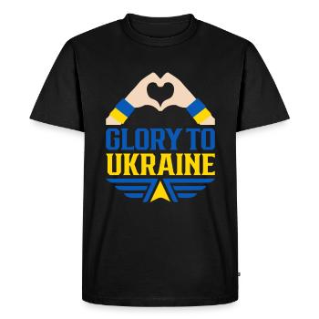 Glory To Ukraine - Ukraine War - Men's Premium Organic T-Shirt - black - Front - Nico (187cm)