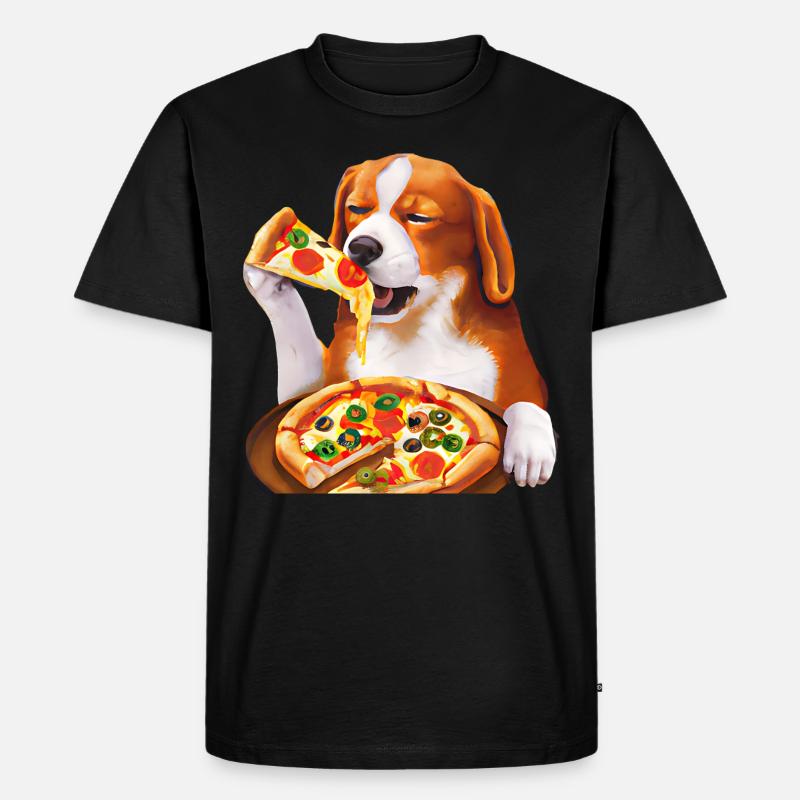 Pizza-liebender Beagle - Männer Premium Bio T-Shirt - Schwarz