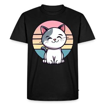 Vintage Cat Sunset - Men's Premium Organic T-Shirt - black - Front - Nico (187cm)