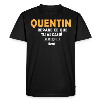 Quentin réparation T shirt drole quentin - T-shirt Premium bio Homme - noir - Devant - Nico (187cm)
